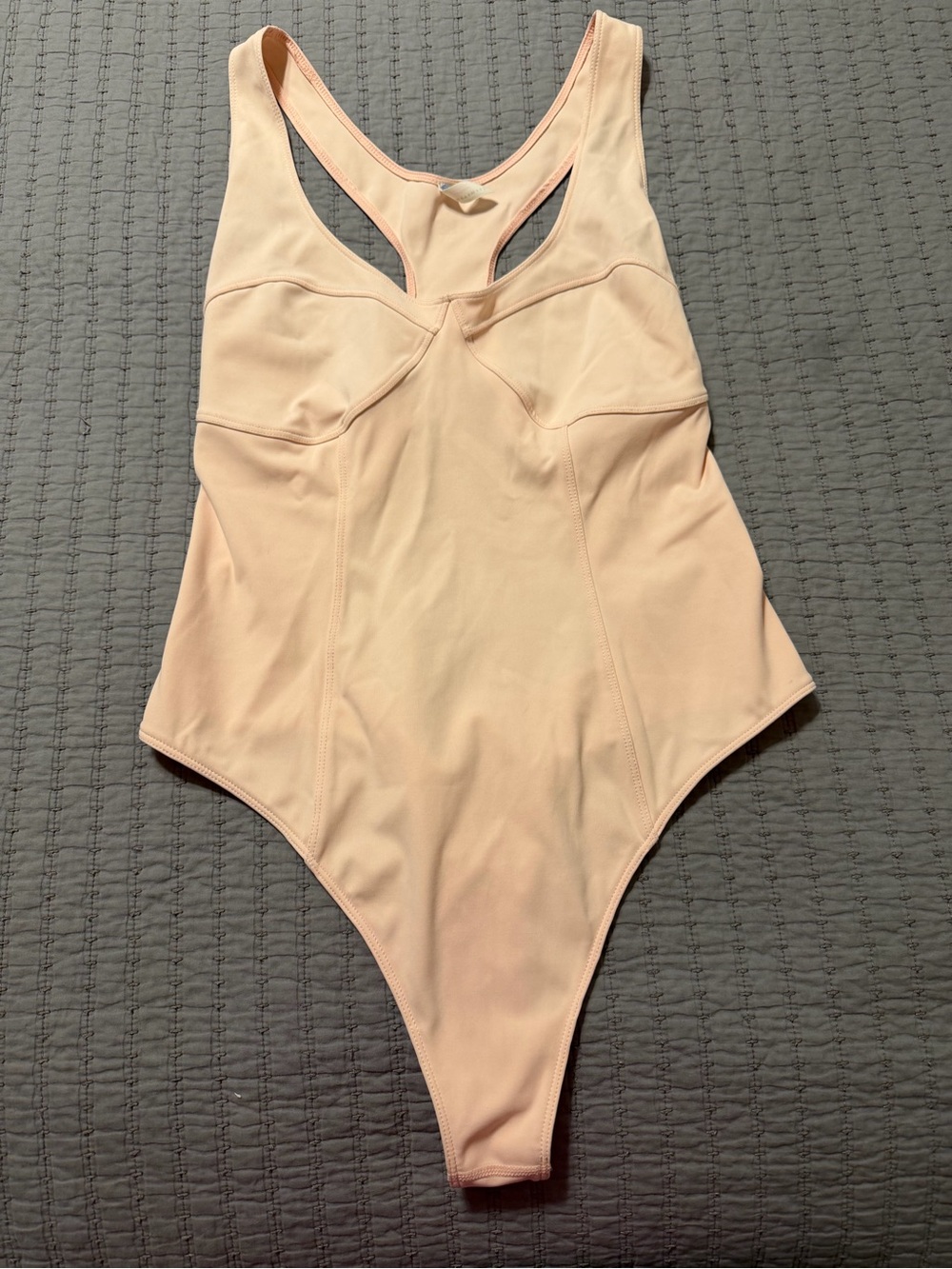 Free People Bare It All Leotard Bodysuit Iced Peach